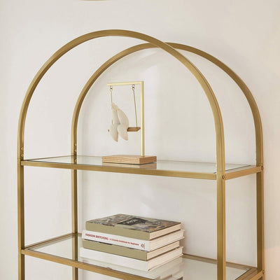 VASAGLE Bookshelf 5 Tier Tempered Glass with Gold Metal Frame LGT050A01 Payday Deals