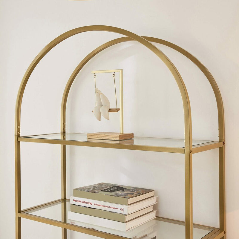 VASAGLE Bookshelf 5 Tier Tempered Glass with Gold Metal Frame LGT050A01 Payday Deals