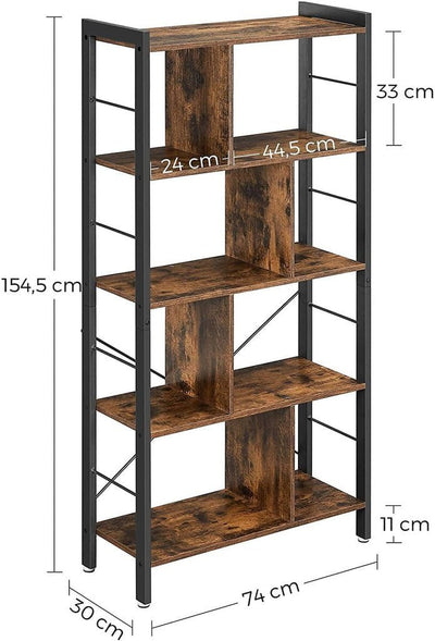 VASAGLE Bookshelf Rustic Brown and Black LBC12BX Payday Deals