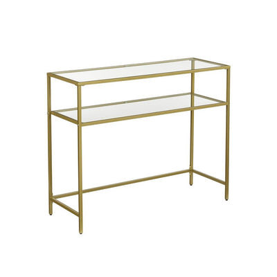 VASAGLE Console Table with Tempered Glass Gold Colour LGT025A01 Payday Deals