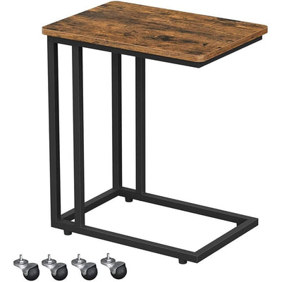 VASAGLE End Table Side Table Coffee Table with Steel Frame and Castors Rustic Brown and Black LNT50X Payday Deals