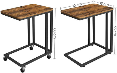 VASAGLE End Table Side Table Coffee Table with Steel Frame and Castors Rustic Brown and Black LNT50X Payday Deals