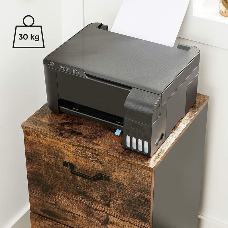 VASAGLE File Cabinet with 2 Drawers Rolling Office Filing Cabinet with Wheels Rustic Brown and Black OFC040B01 Payday Deals