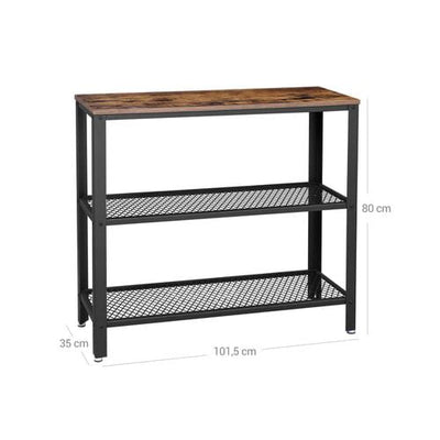 VASAGLE Industrial Console Table with 2 Mesh Shelves Rustic Brown and Black LNT81BX Payday Deals