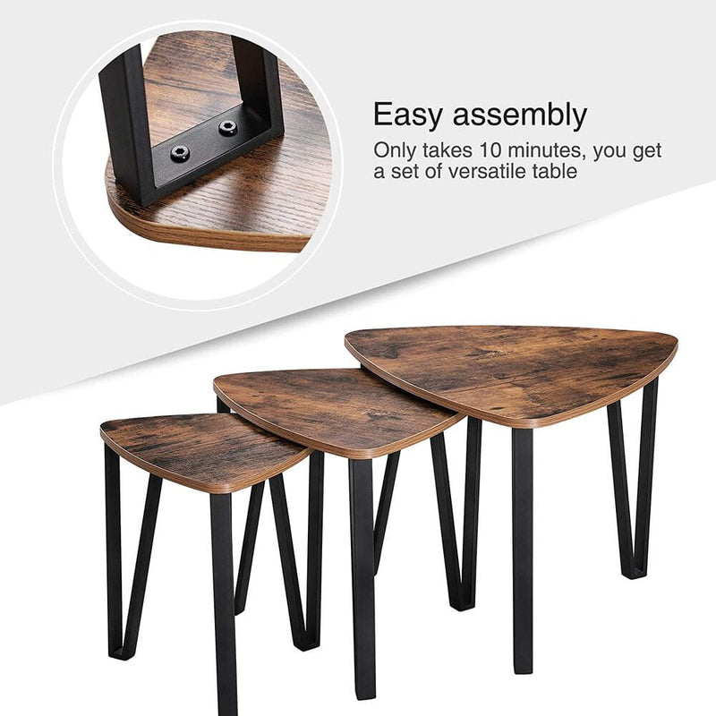 VASAGLE Industrial Nesting Coffee Table Rustic Brown and Black LNT13X Payday Deals