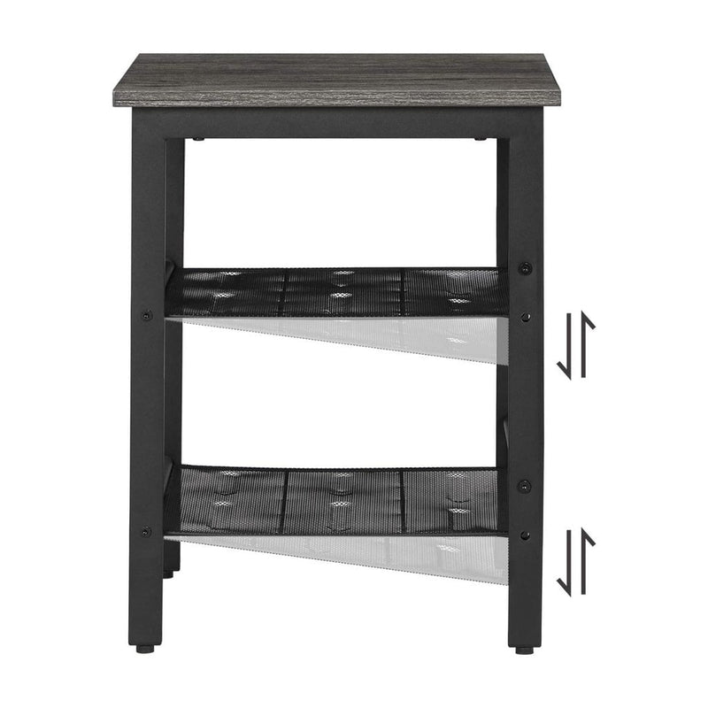 VASAGLE Set of 2 Charcoal Gray and Black Side Table with Adjustable Mesh Shelves LET024B04 Payday Deals