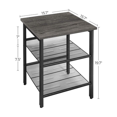 VASAGLE Set of 2 Charcoal Gray and Black Side Table with Adjustable Mesh Shelves LET024B04 Payday Deals