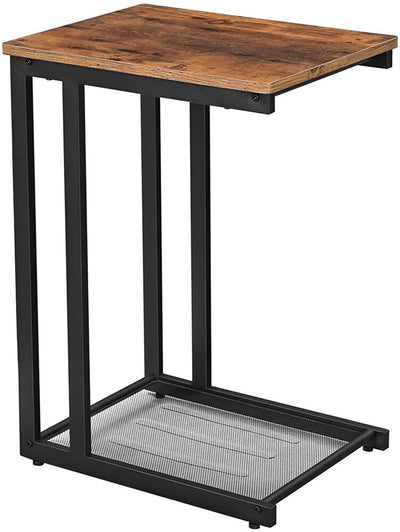VASAGLE Side Table End Table Bedside Table with Mesh Shelf Breakfast by the Bed Under Sofa in Living Room Bedroom Easy Assembly Space Saving Industrial Rustic Brown LNT51X Payday Deals