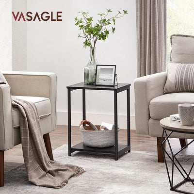 VASAGLE Side Table Set of 2 Charcoal Gray and Black with Storage Shelf LET272B16 Payday Deals