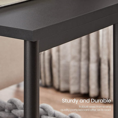 VASAGLE Side Table Set of 2 Charcoal Gray and Black with Storage Shelf LET272B16 Payday Deals