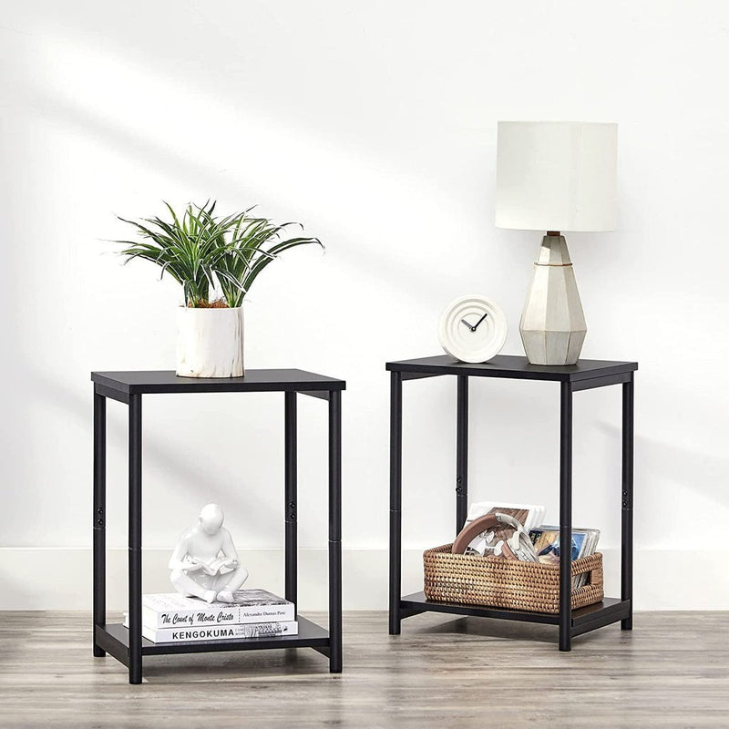 VASAGLE Side Table Set of 2 Charcoal Gray and Black with Storage Shelf LET272B16 Payday Deals