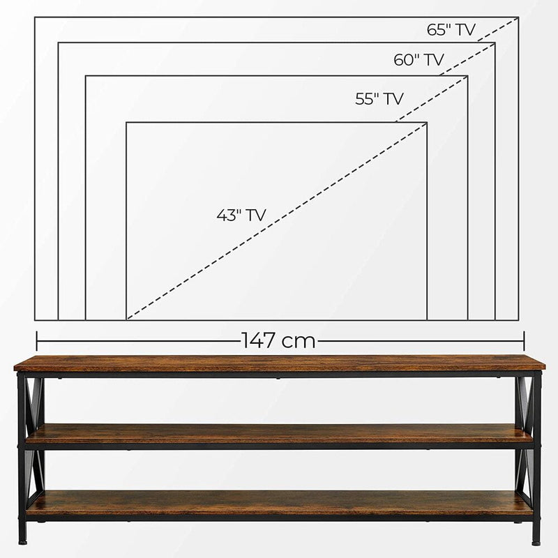 VASAGLE TV Shelf TV Cabinet Lowboard for TVs up to 65 inches Vintage Brown/Black LTV100B01 Payday Deals