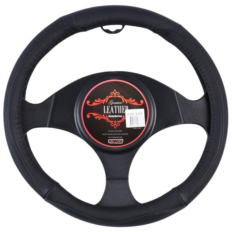 Vegas Steering Wheel Cover - Black [Leather] Payday Deals
