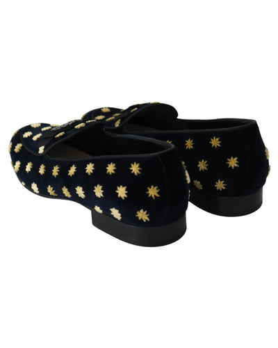 Velvet Loafers with Ricamo Embroidery and Crown Embellishment 39 EU Men Payday Deals