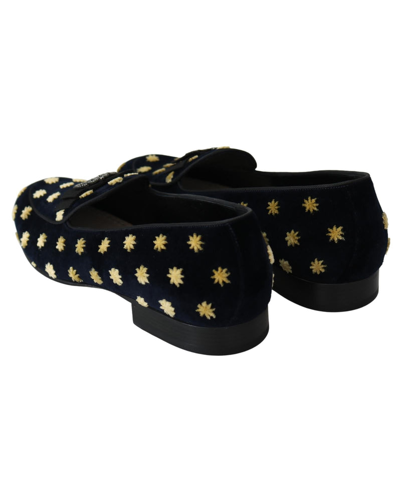 Velvet Loafers with Ricamo Embroidery and Crown Embellishment 39 EU Men Payday Deals