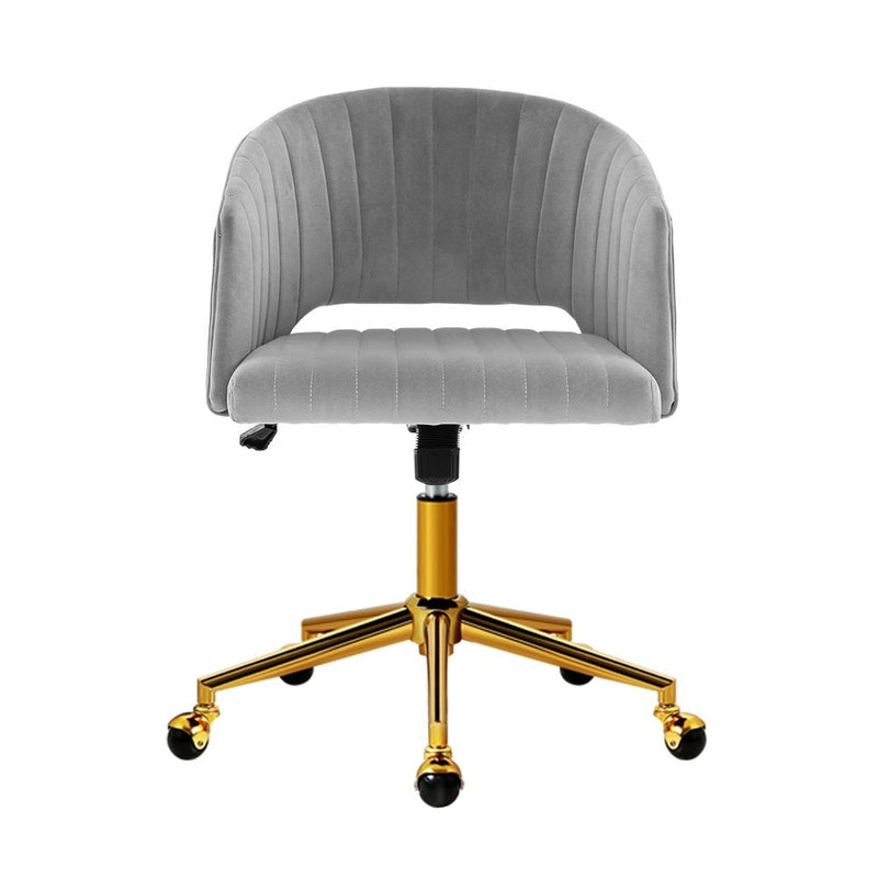 Velvet Office Chair Fabric Computer Chairs Adjustable Armchair Work Study Grey Payday Deals