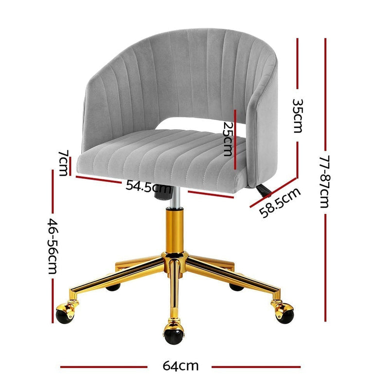 Velvet Office Chair Fabric Computer Chairs Adjustable Armchair Work Study Grey Payday Deals