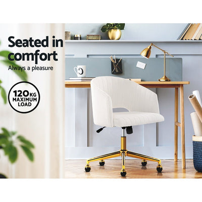 Velvet Office Chair Fabric Computer Chairs Armchair Vintage Work Study Home White Payday Deals