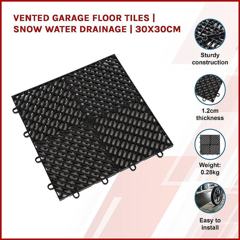 Vented Garage Floor Tiles | Snow Water Drainage | 30x30cm Payday Deals