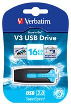 VERBATIM 16GB V3 USB3.0 Blue Store\'n\'Go V3; Rectractable