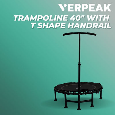 Verpeak Fitness Trampoline 40" with T shape handrail VP-TP-101-JDI Payday Deals