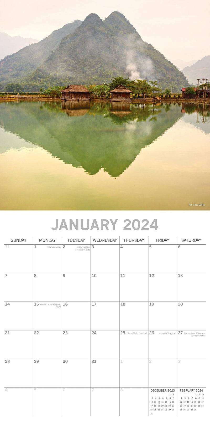 Vietnam - 2024 Square Wall Calendar 16 Months Premium Planner Xmas New Year Gift Payday Deals