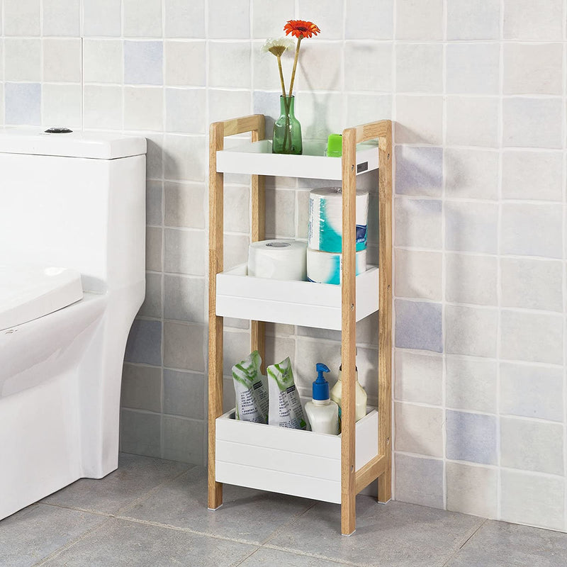 VIKUS 3-Tier White Storage Bathroom Shelf Payday Deals