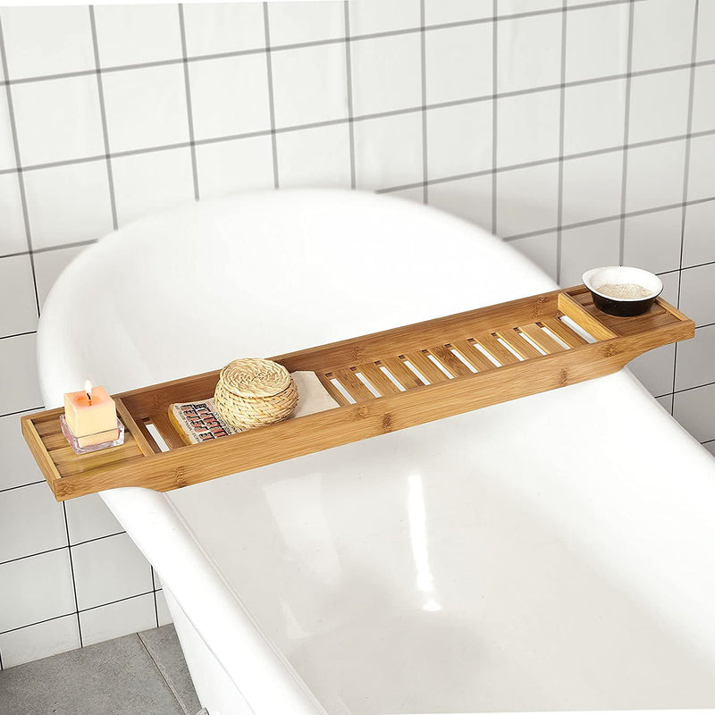 VIKUS Bamboo Bath Caddy, Tray,Organiser Natural Payday Deals