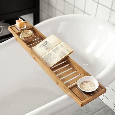 VIKUS Bamboo Bath Caddy, Tray,Organiser Natural Payday Deals