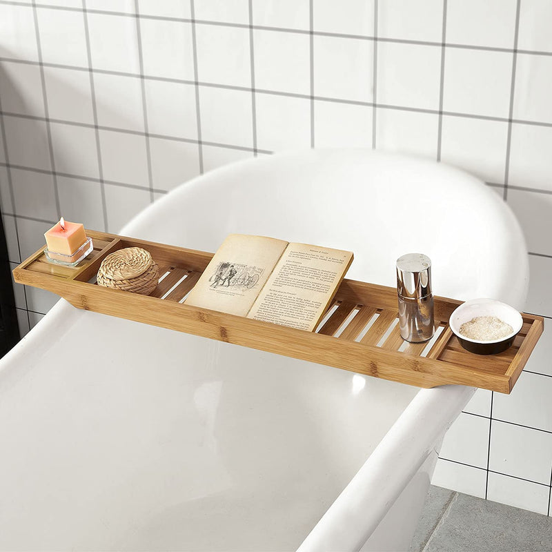 VIKUS Bamboo Bath Caddy, Tray,Organiser Natural Payday Deals