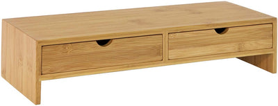 VIKUS Bamboo Monitor Stand Desk Organizer with 2 Drawers Payday Deals