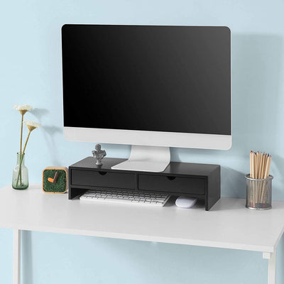 VIKUS Black Monitor Stand Desk Organizer with 2 Drawers Payday Deals