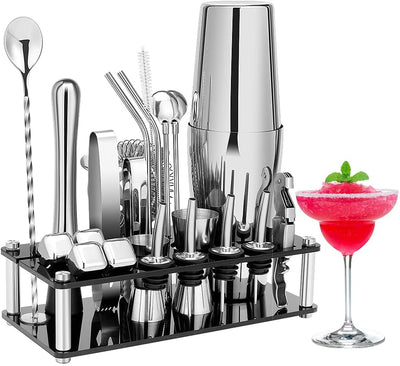 VIKUS Cocktail Shaker Set Boston 23-Piece Stainless Steel and Professional Bar Tools for Drink Mixing Payday Deals