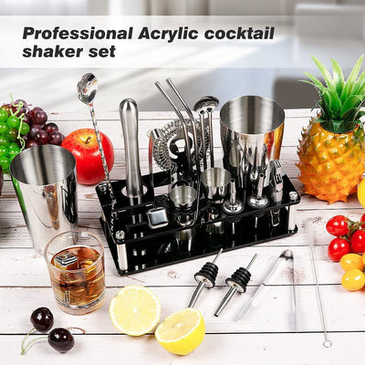 VIKUS Cocktail Shaker Set Boston 23-Piece Stainless Steel and Professional Bar Tools for Drink Mixing Payday Deals