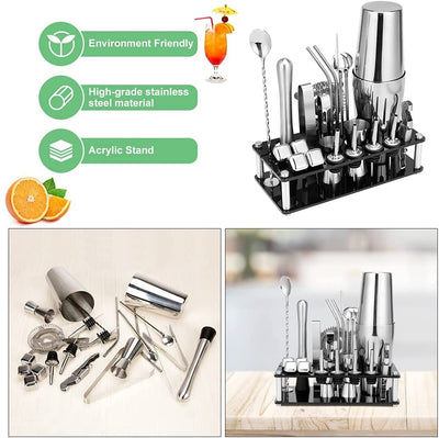 VIKUS Cocktail Shaker Set Boston 23-Piece Stainless Steel and Professional Bar Tools for Drink Mixing Payday Deals