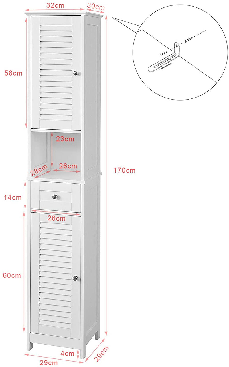 VIKUS Freestanding Tall Bathroom Cabinet 170x32x30 cm Payday Deals