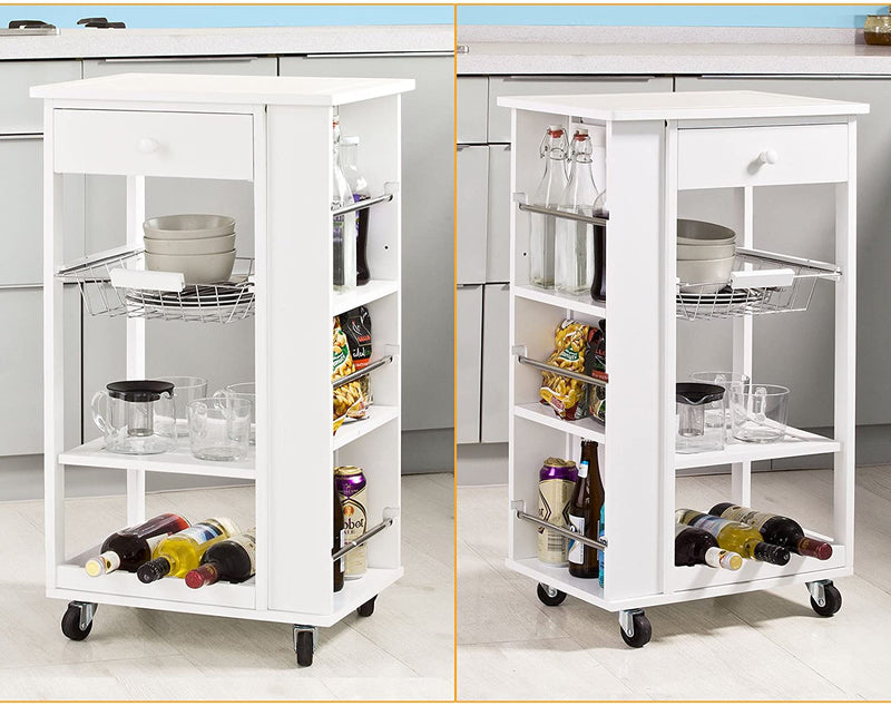 VIKUS Kitchen Trolley with Wine Rack, Drawer and Shelf Payday Deals
