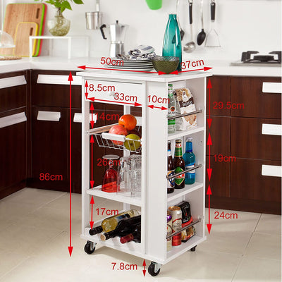 VIKUS Kitchen Trolley with Wine Rack, Drawer and Shelf Payday Deals