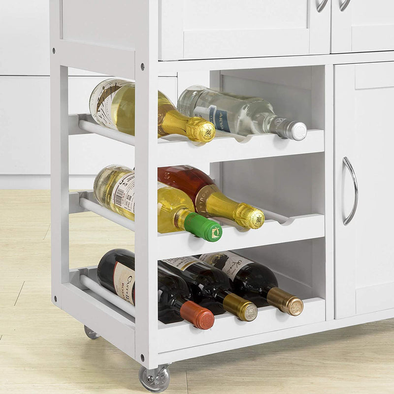 VIKUS Kitchen Trolley with Wine Racks, Portable Workbench and Serving Cart for Bar or Dining Payday Deals