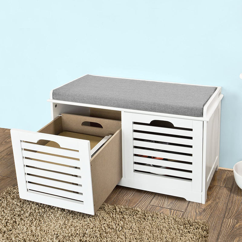 VIKUS Modern Storage Bench with 2 Drawer/Baskets for Toys Payday Deals