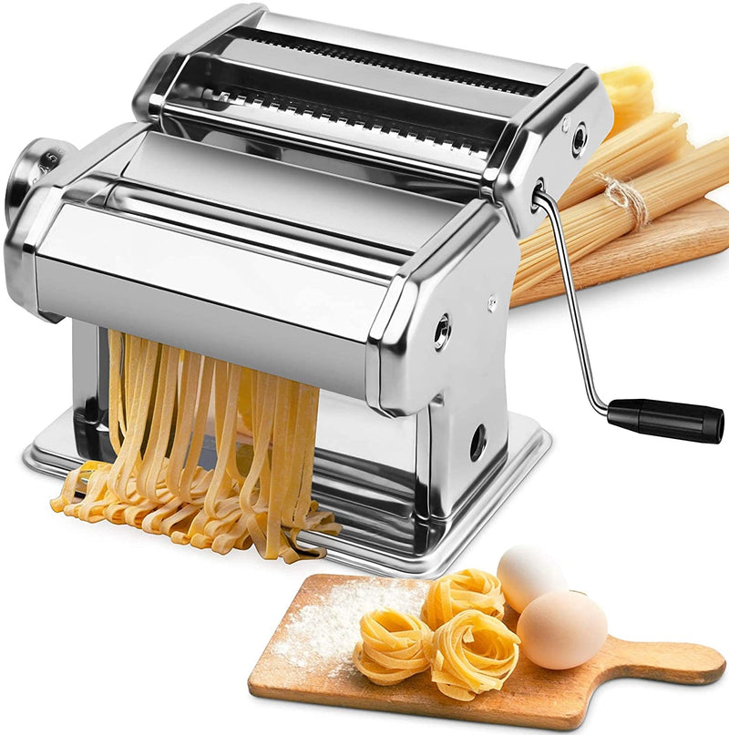 VIKUS Pasta Maker – Manual Steel Machine with 8 Adjustable Thickness Settings Payday Deals