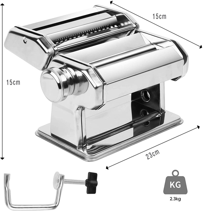 VIKUS Pasta Maker – Manual Steel Machine with 8 Adjustable Thickness Settings Payday Deals