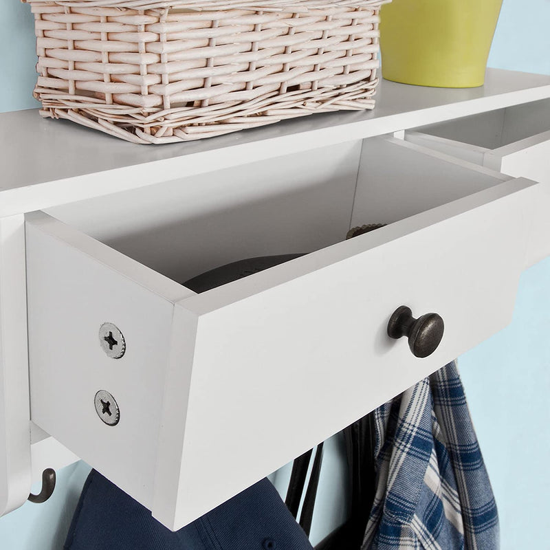 VIKUS Wall Rack with 2 Drawers and 5 Hooks Payday Deals