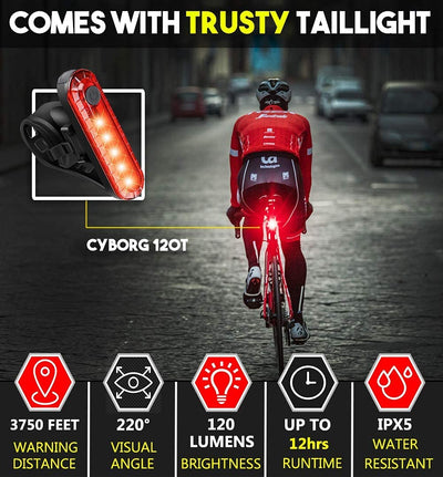 VIKUS Waterproof Rechargeable LED Bike Lights Set (2000mah Lithium Battery, IPX4, 2 USB Cables) Payday Deals