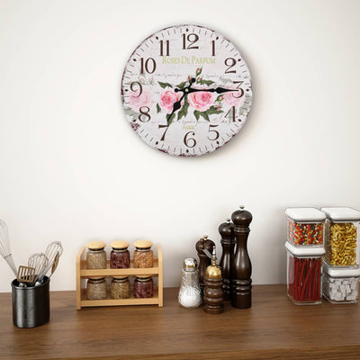 Vintage Wall Clock Flower 30 cm Payday Deals