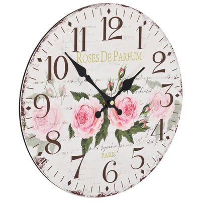 Vintage Wall Clock Flower 30 cm Payday Deals