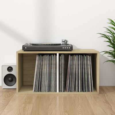 Vinyl Storage Box White and Sonoma Oak 71x34x36 cm Engineered Wood Payday Deals