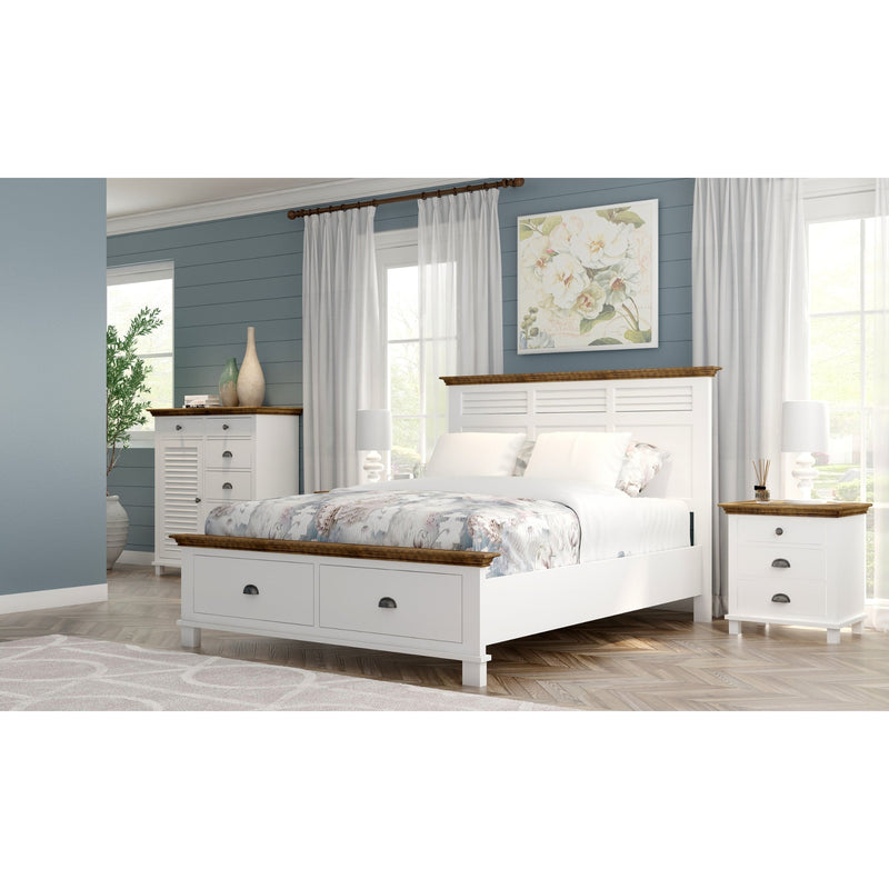 Virginia 4pc King Bed Suite Bedside Tallboy Bedroom Furniture Package - White Payday Deals