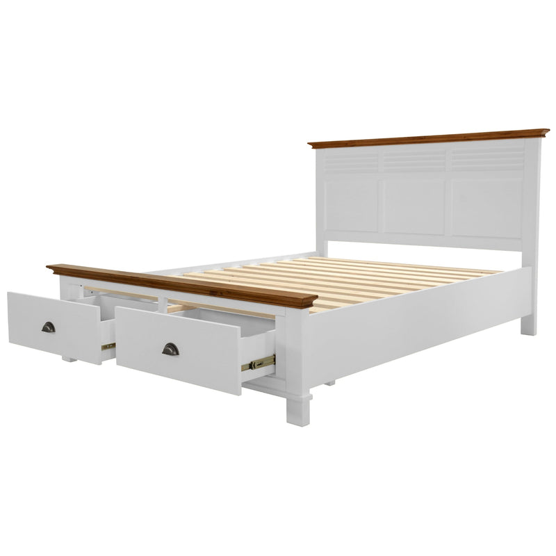 Virginia 4pc King Bed Suite Bedside Tallboy Bedroom Furniture Package - White Payday Deals