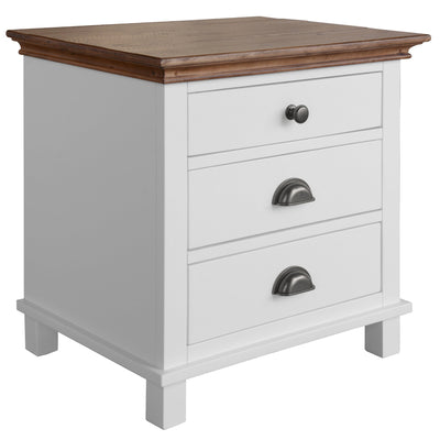 Virginia Bedside Nightstand 3 Drawers Storage Cabinet Shelf Side Table - White Payday Deals